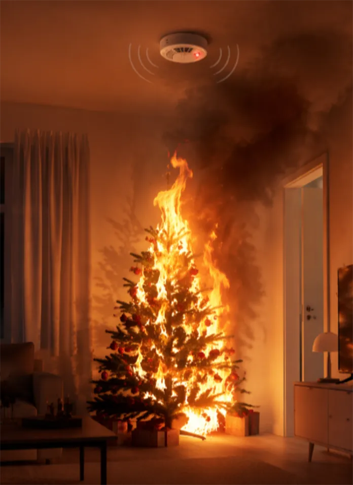 brinnande julgran